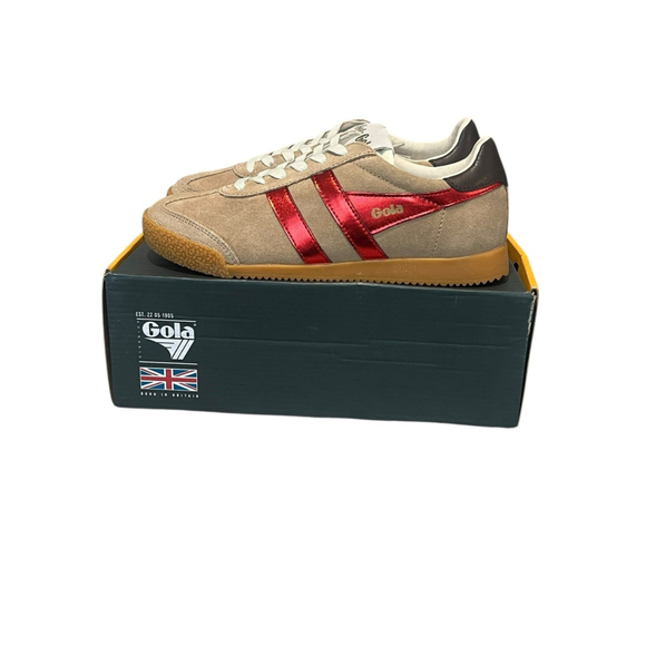 Gola Elan Glitz Trainer Sneaker Womens Size 6 Brown Red Suede Lace Up Shoes NIB - Picture 7 of 11